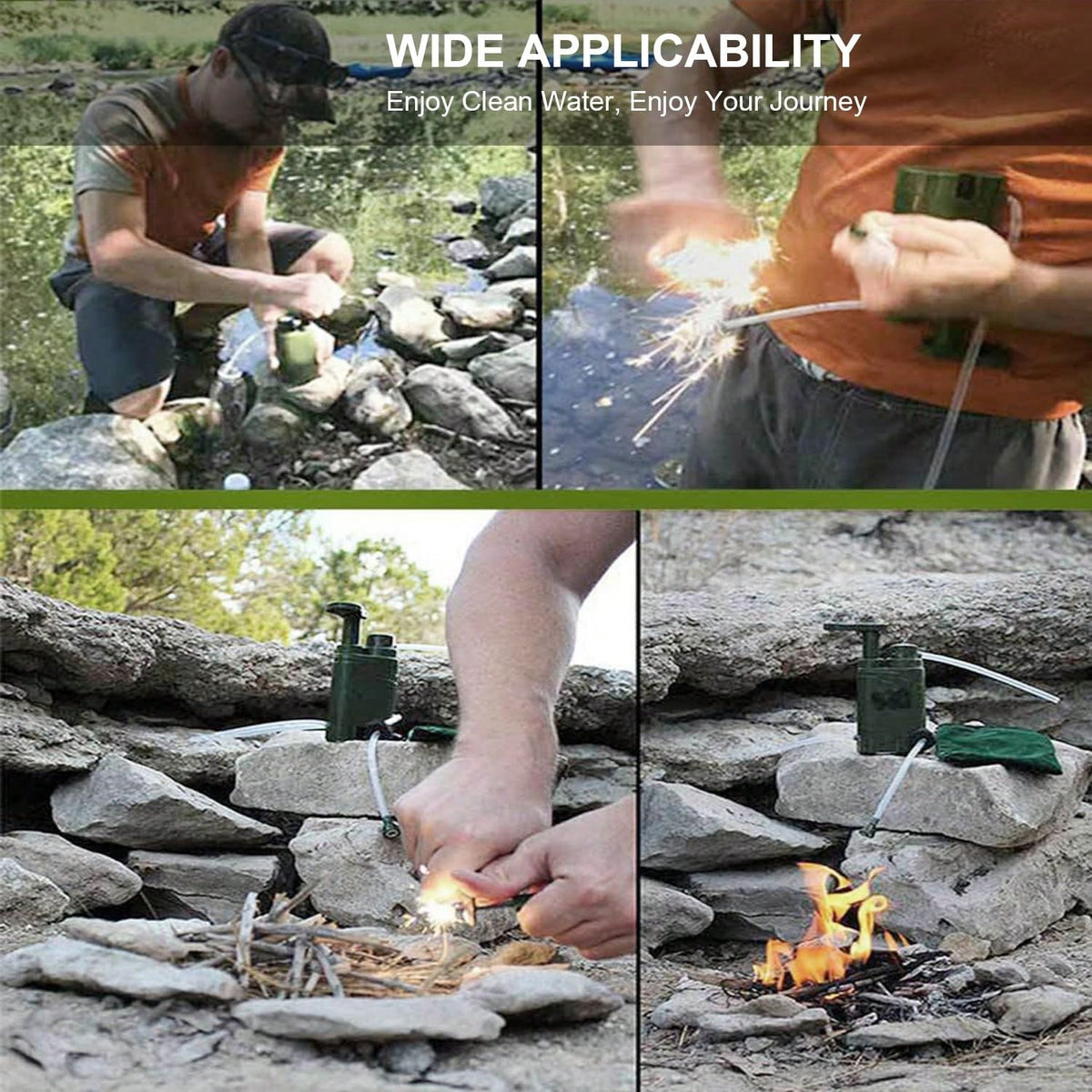 Portable Water Filtration System, Hand Pump Water Filter Water Filtration System- Water Purifier For Hiking, Travel And Emergency