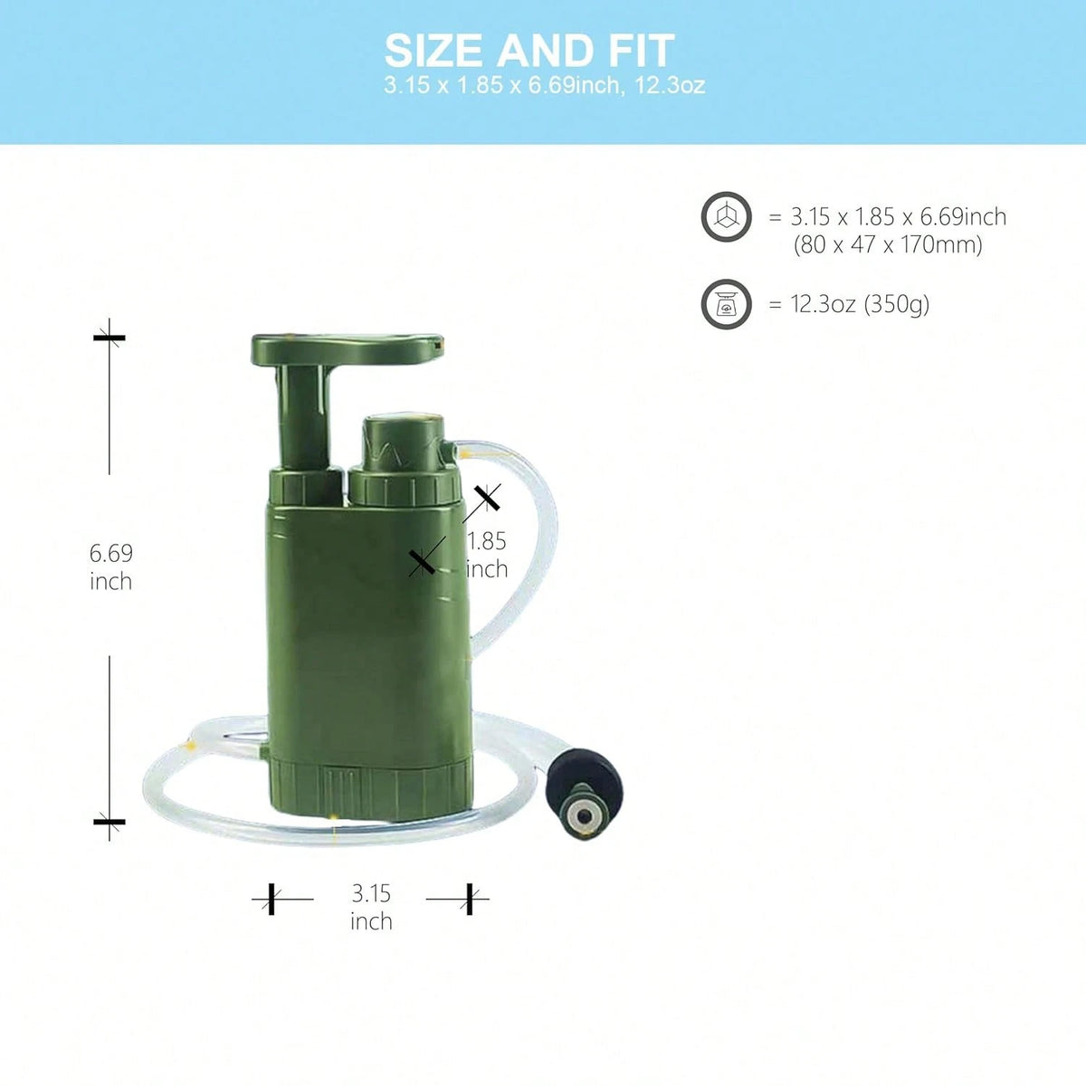 Portable Water Filtration System, Hand Pump Water Filter Water Filtration System- Water Purifier For Hiking, Travel And Emergency