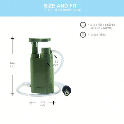Portable Water Filtration System, Hand Pump Water Filter Water Filtration System- Water Purifier For Hiking, Travel And Emergency