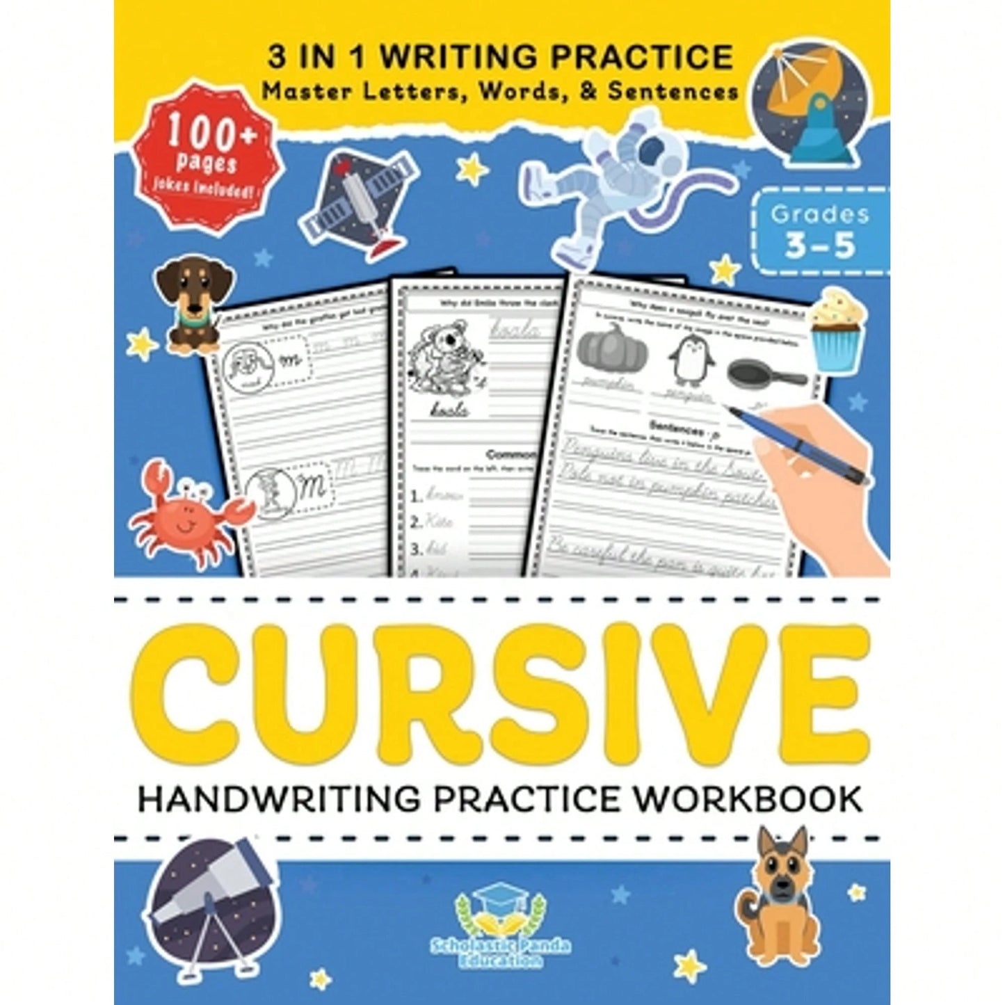 Pre-Owned Cursive Handwriting Practice Workbook For 3rd 4th 5th Graders: Cursive Letter Tracing Book (Paperback) By Scholastic Panda Education