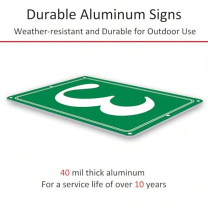 Premium Aluminum Number Signs 3, Metal 12" X 8" Green Numbered Signs Outdoor For Parking Lots, Floor, Dock, Court, Aisle, Field, High Visibility, No Fade, Weather-Resistant