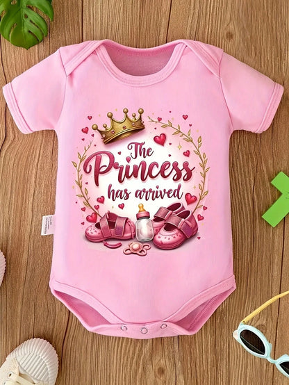 Princess Arrives, Baby, Soft Cotton, Comfortable Newborn, With Crown And Heart Print, Preferred Pregnancy Gifts, Great Outdoor Wear