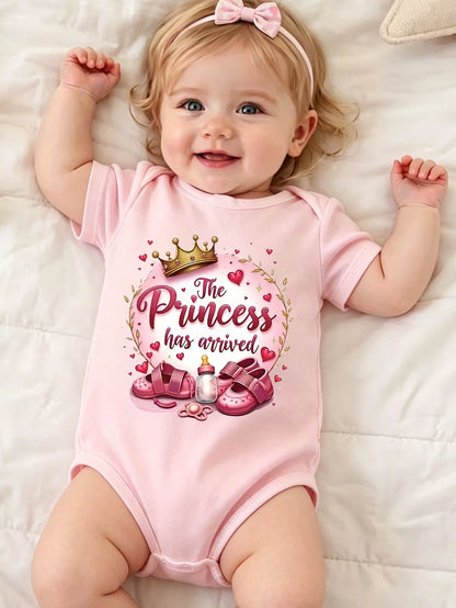 Princess Arrives, Baby, Soft Cotton, Comfortable Newborn, With Crown And Heart Print, Preferred Pregnancy Gifts, Great Outdoor Wear