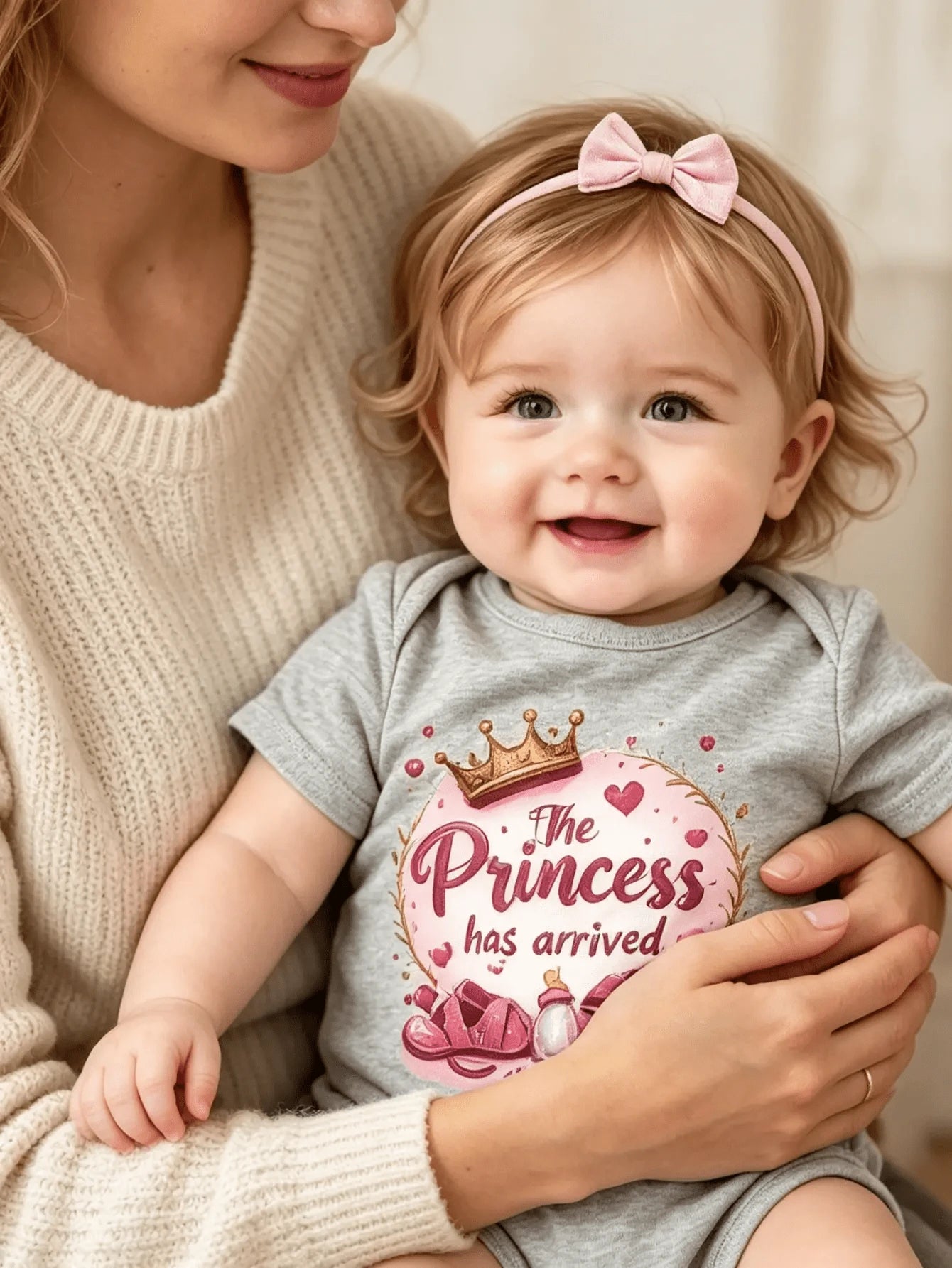 Princess Arrives, Baby, Soft Cotton, Comfortable Newborn, With Crown And Heart Print, Preferred Pregnancy Gifts, Great Outdoor Wear