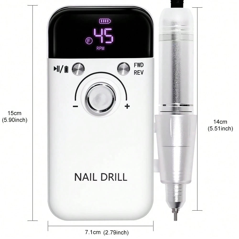 Professional 45,000RPM Electric Nail Drill- Portable, Rechargeable, Low Noise, Suitable For Manicure And Pedicure- USB Powered, Lithium Battery, Gift For Valentine's Day