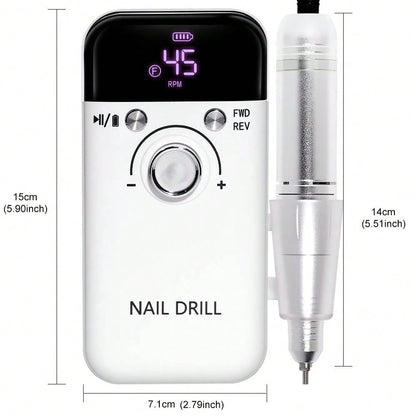 Professional 45,000RPM Electric Nail Drill- Portable, Rechargeable, Low Noise, Suitable For Manicure And Pedicure- USB Powered, Lithium Battery, Gift For Valentine's Day