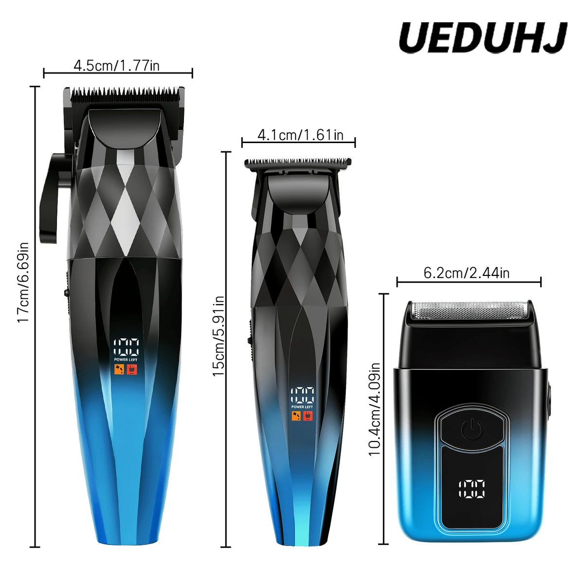 Professional Hair Clippers Set For Men, 3 In 1 Hair Cutting Kit With Large Clipper, T-Blade Trimmer & Foil Shaver, Ceramic Sharp Blade, LED Digital Display, Type-C Rechargeable Barber Grooming Kit Wi
