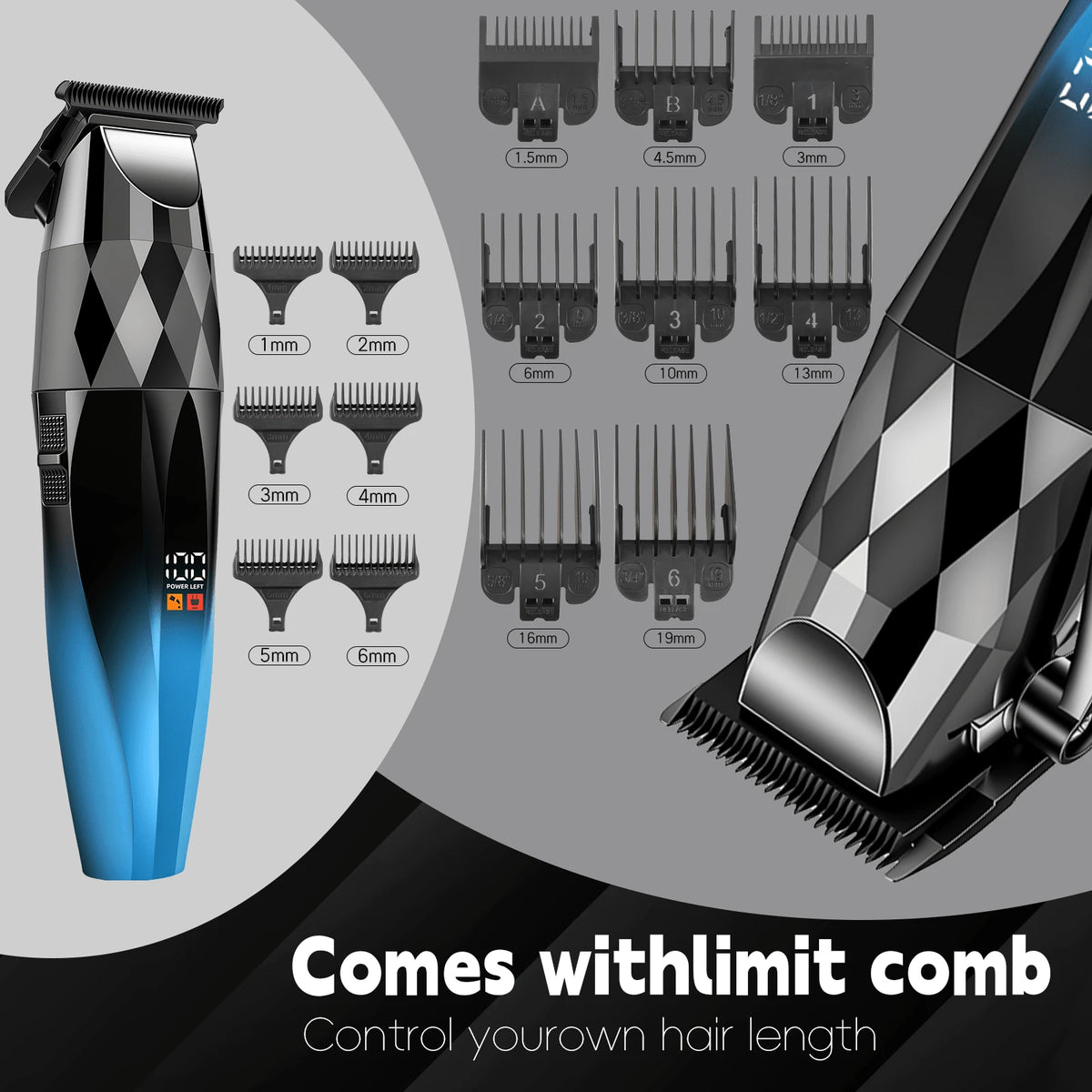 Professional Hair Clippers Set For Men, 3 In 1 Hair Cutting Kit With Large Clipper, T-Blade Trimmer & Foil Shaver, Ceramic Sharp Blade, LED Digital Display, Type-C Rechargeable Barber Grooming Kit Wi