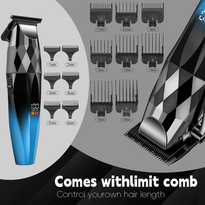 Professional Hair Clippers Set For Men, 3 In 1 Hair Cutting Kit With Large Clipper, T-Blade Trimmer & Foil Shaver, Ceramic Sharp Blade, LED Digital Display, Type-C Rechargeable Barber Grooming Kit Wi