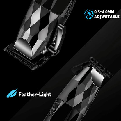 Professional Hair Clippers Set For Men, 3 In 1 Hair Cutting Kit With Large Clipper, T-Blade Trimmer & Foil Shaver, Ceramic Sharp Blade, LED Digital Display, Type-C Rechargeable Barber Grooming Kit Wi