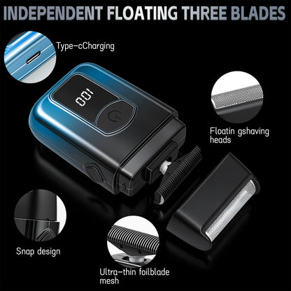 Professional Hair Clippers Set For Men, 3 In 1 Hair Cutting Kit With Large Clipper, T-Blade Trimmer & Foil Shaver, Ceramic Sharp Blade, LED Digital Display, Type-C Rechargeable Barber Grooming Kit Wi