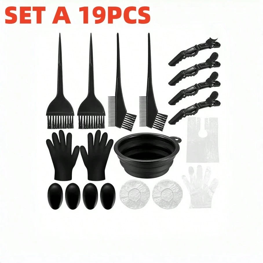 Professional Hair Dye Brush And Bowl Set, Hair Dye Application Tool Kit, Includes Hair Dye Brush, Comb Brush, Hair Parting Hook And Ear Cover, Reusable Salon Tools, Suitable For DIY Home Hair Dyeing