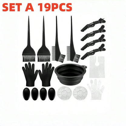 Professional Hair Dye Brush And Bowl Set, Hair Dye Application Tool Kit, Includes Hair Dye Brush, Comb Brush, Hair Parting Hook And Ear Cover, Reusable Salon Tools, Suitable For DIY Home Hair Dyeing