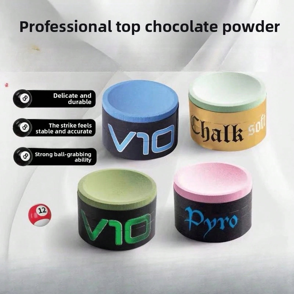 Professional TAOM V10 Billiard Chalk Single Piece With Acrylic Box, Anti-Slip Pool Cue Chalk For Snooker Pool Table Game Accessories