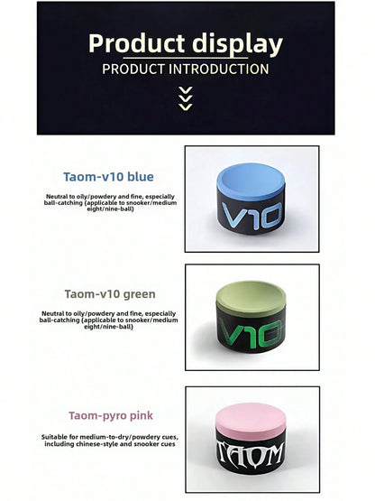 Professional TAOM V10 Billiard Chalk Single Piece With Acrylic Box, Anti-Slip Pool Cue Chalk For Snooker Pool Table Game Accessories