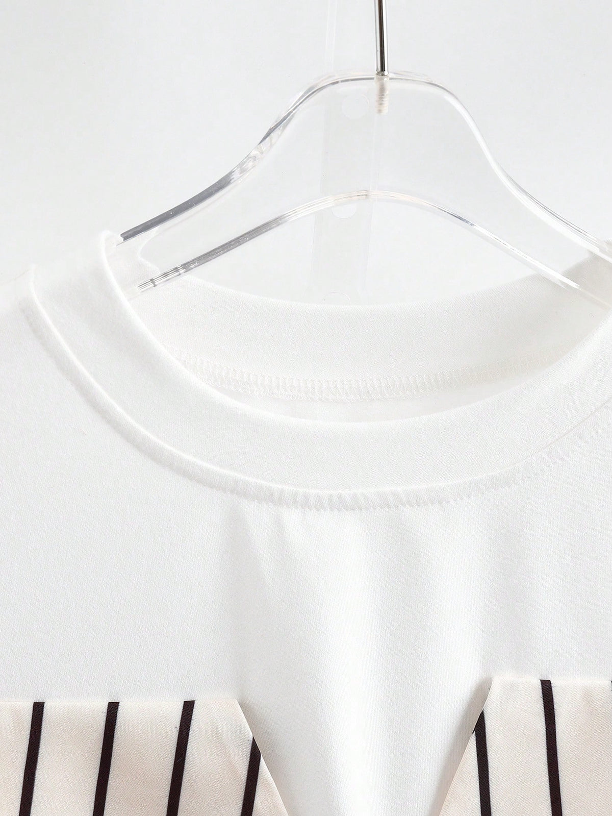Qadelle Cold Shoulder Contrast Striped 2 In 1 Blouse Vacation Everyday Black And White Summer Elegant
