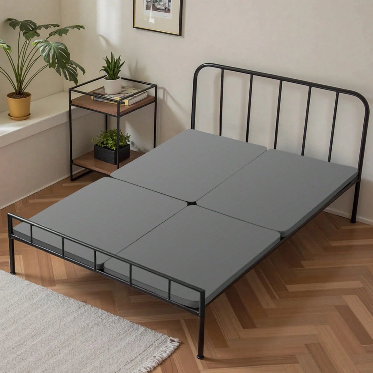 Queen Size Bunkie Board, 1.5 In Bed Board Slats With 200D Oxford Cloth, Wooden Mattress Support For Queen Size Bed, Easy Assembly Support Under Mattress, 4 Piece, Gray
