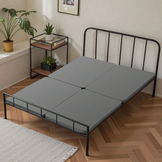 Queen Size Bunkie Board, 1.5 In Bed Board Slats With 200D Oxford Cloth, Wooden Mattress Support For Queen Size Bed, Easy Assembly Support Under Mattress, 4 Piece, Gray