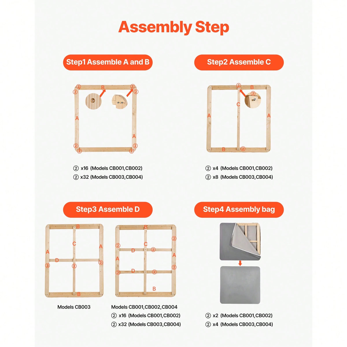 Queen Size Bunkie Board, 1.5 In Bed Board Slats With 200D Oxford Cloth, Wooden Mattress Support For Queen Size Bed, Easy Assembly Support Under Mattress, 4 Piece, Gray