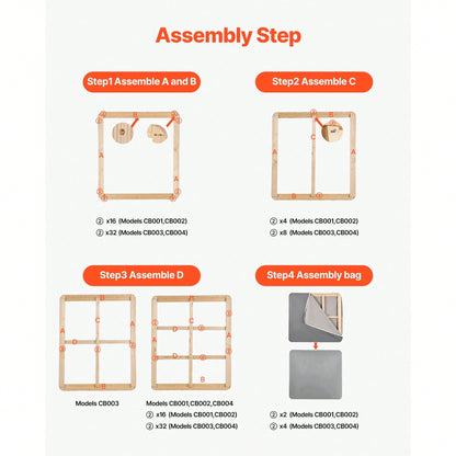 Queen Size Bunkie Board, 1.5 In Bed Board Slats With 200D Oxford Cloth, Wooden Mattress Support For Queen Size Bed, Easy Assembly Support Under Mattress, 4 Piece, Gray