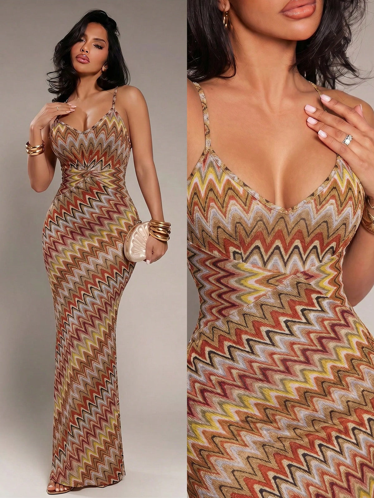Radiana Women's Colorblock Casual Sexy Boho Party Night Out Vacation Maxi Strap Dress Brown Checkered Checkered Checkered And Summer