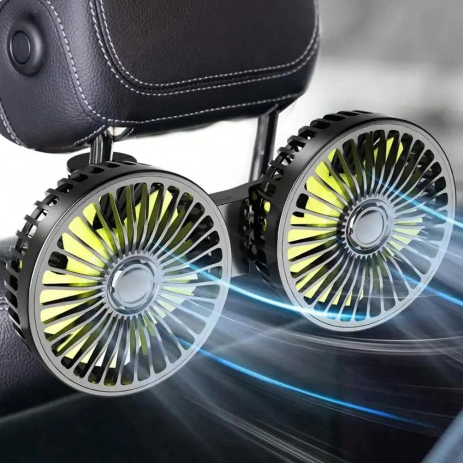 Rear Seat Car USB Cooling Fan: Dual Head Car Children's Fan 3 Speeds 360° Rotating Headrest Electric Fan 5V/2A Powerful Car Electric Air Circulation Fan Suitable For Sedan SUV RV Truck (USB Interface)