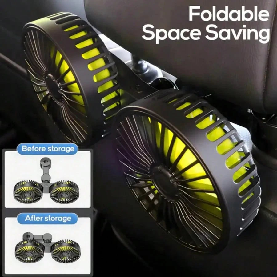 Rear Seat Car USB Cooling Fan: Dual Head Car Children's Fan 3 Speeds 360° Rotating Headrest Electric Fan 5V/2A Powerful Car Electric Air Circulation Fan Suitable For Sedan SUV RV Truck (USB Interface)