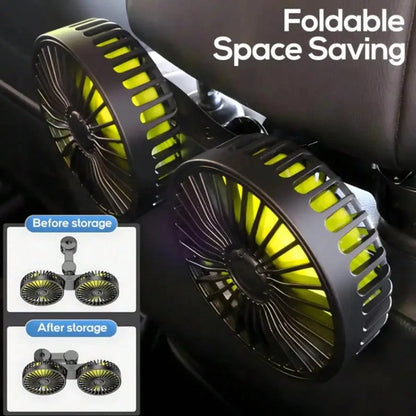 Rear Seat Car USB Cooling Fan: Dual Head Car Children's Fan 3 Speeds 360° Rotating Headrest Electric Fan 5V/2A Powerful Car Electric Air Circulation Fan Suitable For Sedan SUV RV Truck (USB Interface)