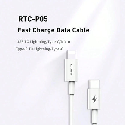 RECCI Multi-Specification Fast Charging Data Cable Set Includes RTC-P05C/P05L/P05CC/P05CL All Models Type-C/Lightning Dual Interface Fast Charging Cables Durable Braided Phone Charging Cables Compatib