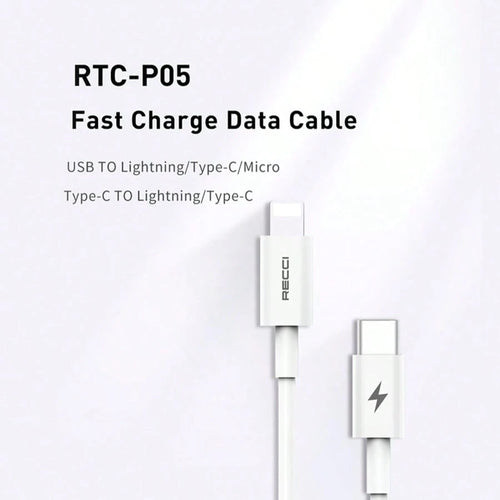 RECCI Multi-Specification Fast Charging Data Cable Set Includes RTC-P05C/P05L/P05CC/P05CL All Models Type-C/Lightning Dual Interface Fast Charging Cables Durable Braided Phone Charging Cables Compatib