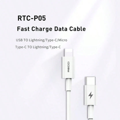RECCI Multi-Specification Fast Charging Data Cable Set Includes RTC-P05C/P05L/P05CC/P05CL All Models Type-C/Lightning Dual Interface Fast Charging Cables Durable Braided Phone Charging Cables Compatib