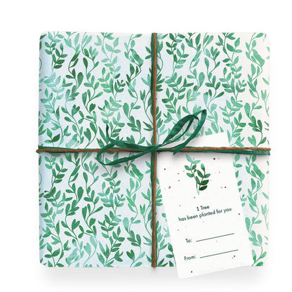 1 Tree Cards Wrapping Paper Pack - green plants gift