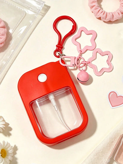 Refillable Spray Bottle Set With Star Bell Charm, Portable Card Spray Bottle, Travel Refillable Spray Bottle, Red And Pink Colors. Cute Portable Spray Bottle. Empty Cosmetic Spray Bottle With Perfume