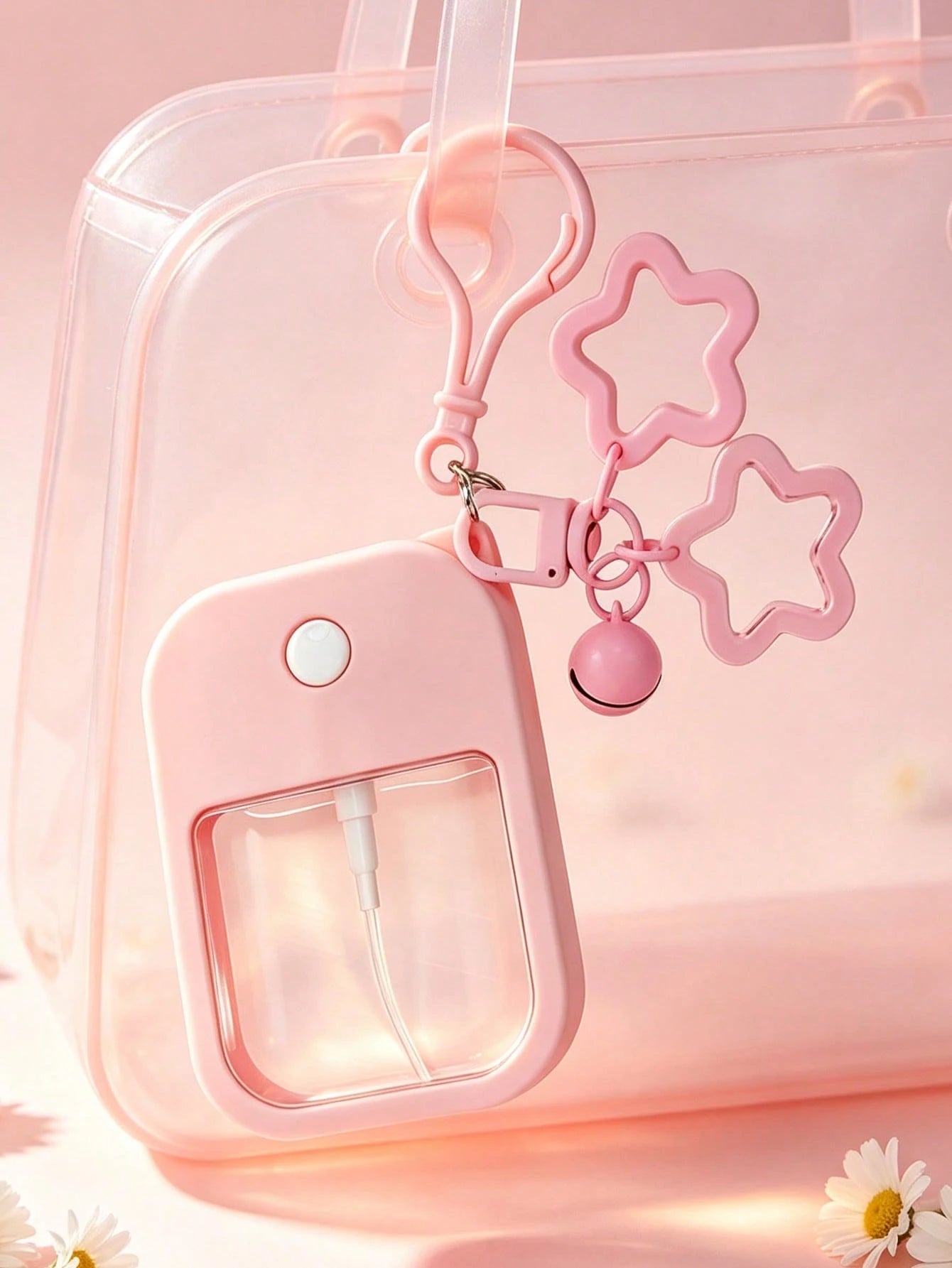 Refillable Spray Bottle Set With Star Bell Charm, Portable Card Spray Bottle, Travel Refillable Spray Bottle, Red And Pink Colors. Cute Portable Spray Bottle. Empty Cosmetic Spray Bottle With Perfume