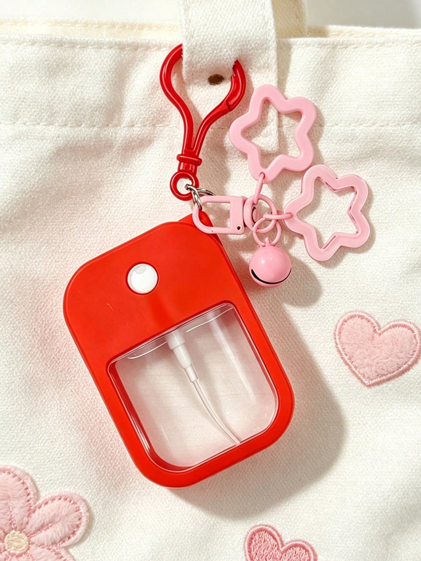 Refillable Spray Bottle Set With Star Bell Charm, Portable Card Spray Bottle, Travel Refillable Spray Bottle, Red And Pink Colors. Cute Portable Spray Bottle. Empty Cosmetic Spray Bottle With Perfume