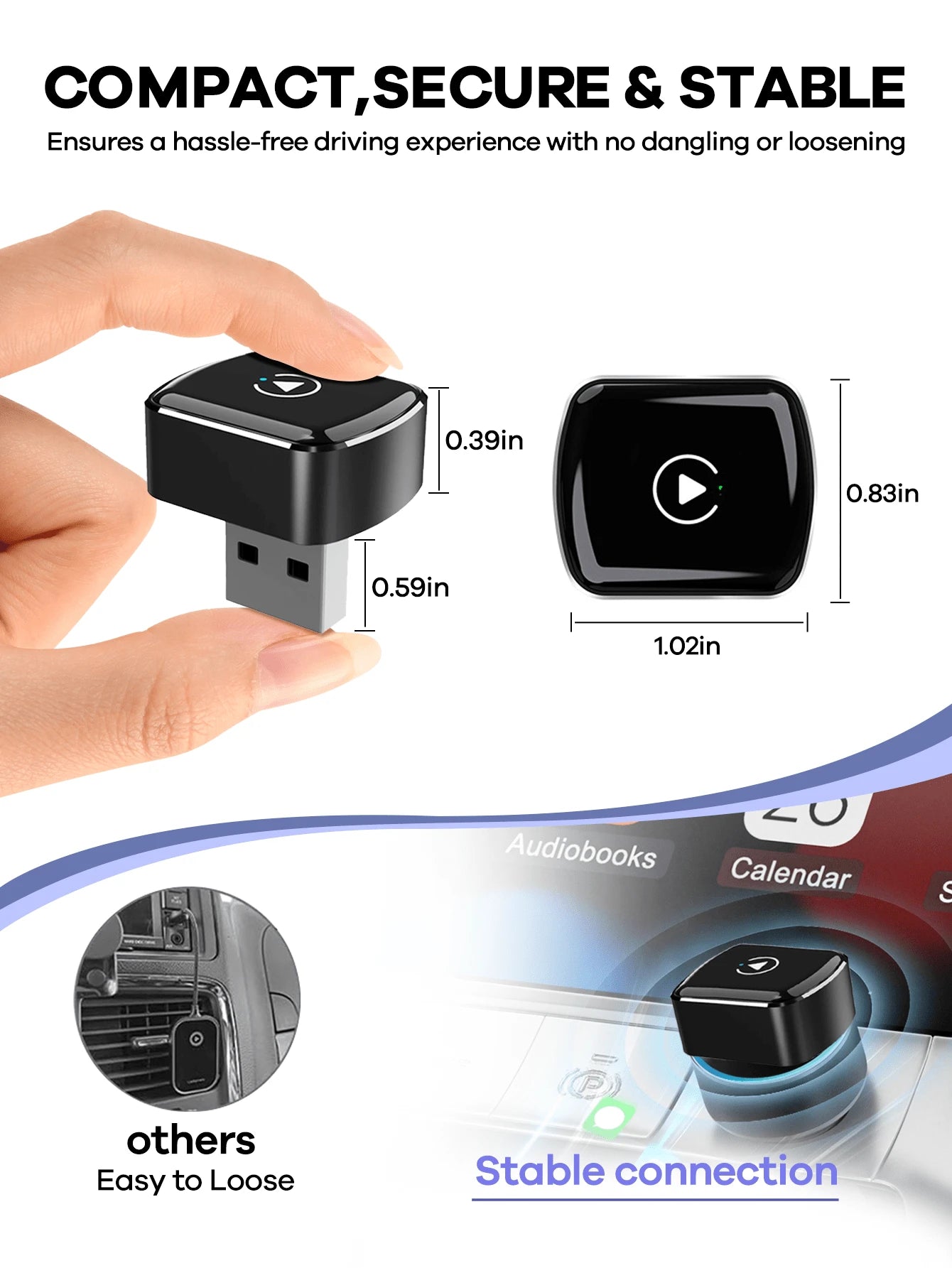 REMAX 2 In 1 Wireless Carplay Adapter Compatible With Apple CarPlay & Android Auto; Mini Size; Plug & Play; Car Play Wireless Adapter Compatible With IPhone IOS 6+, Android 11+, Fast And Stable Connec