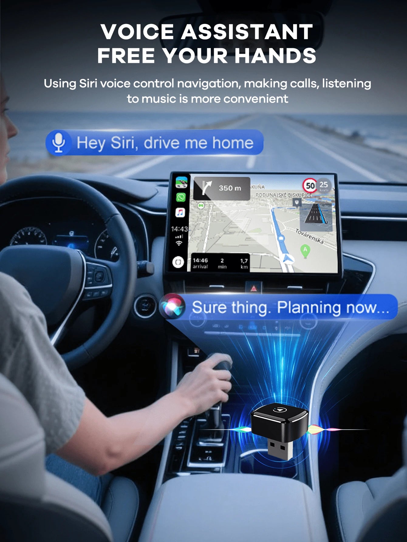 REMAX 2 In 1 Wireless Carplay Adapter Compatible With Apple CarPlay & Android Auto; Mini Size; Plug & Play; Car Play Wireless Adapter Compatible With IPhone IOS 6+, Android 11+, Fast And Stable Connec