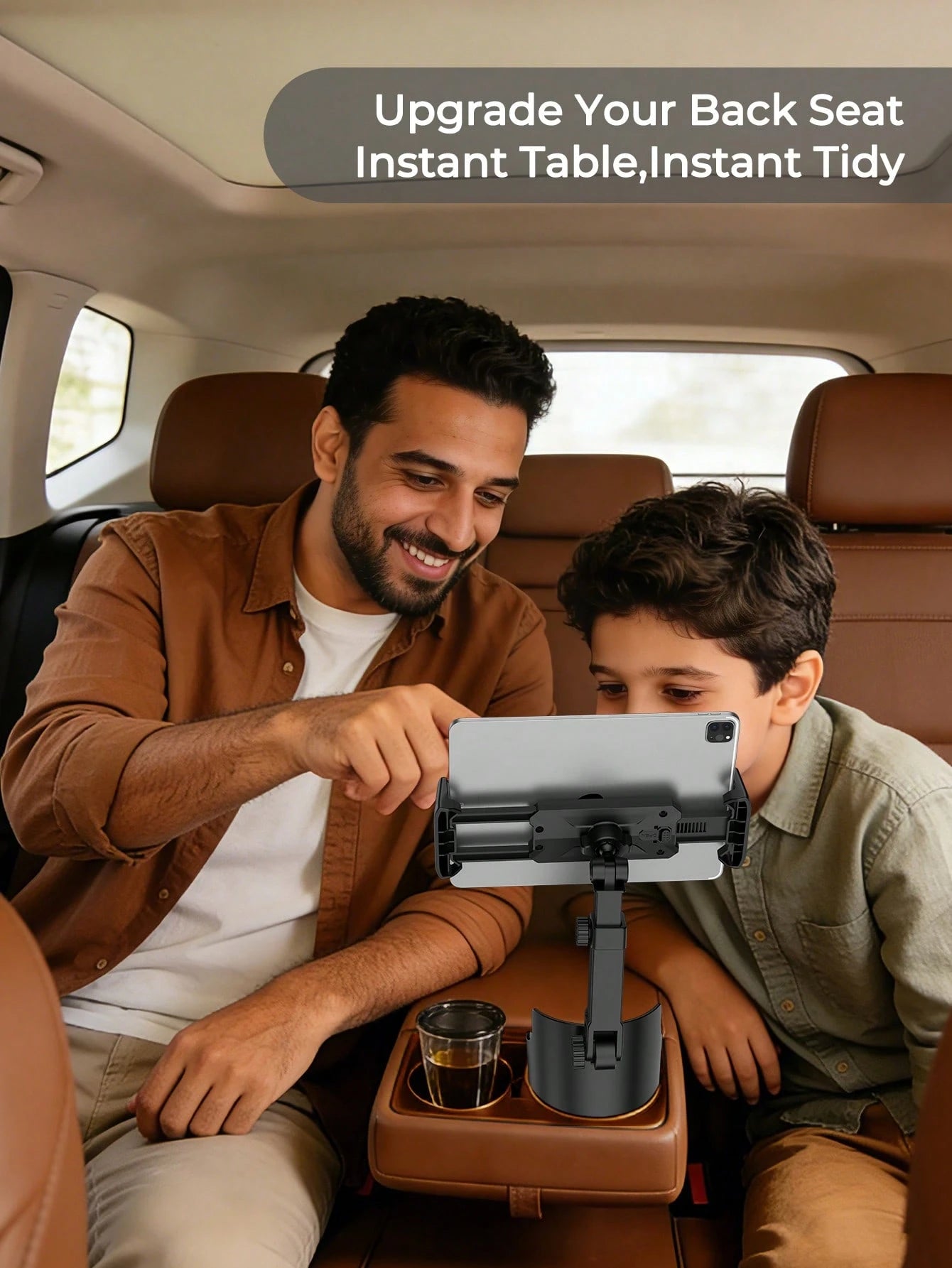 REMAX Adjustable Car Cup Holder Mount For 4.7-9.4 Inch Phones & Tablets, 360° Rotating Extendable Arm, Secure & Shake-Free Hold, Universal Expanding Base For 3.3-3.75 Inch Cup Holders, 1-Second Instal