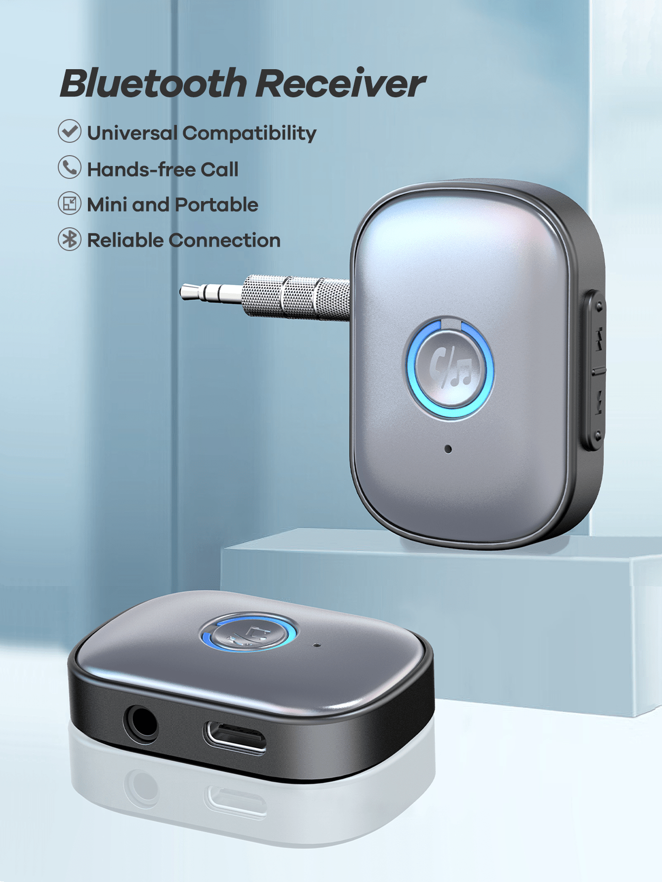 REMAX Mini Bluetooth 5.3 Audio Receiver, Plug & Play, Built-In HD Mic For Hands-Free Calls, HD Sound & Stable Low-Latency Transmission For Car Stereos, Speakers & Wired Headphones, Car Accessories, Ca