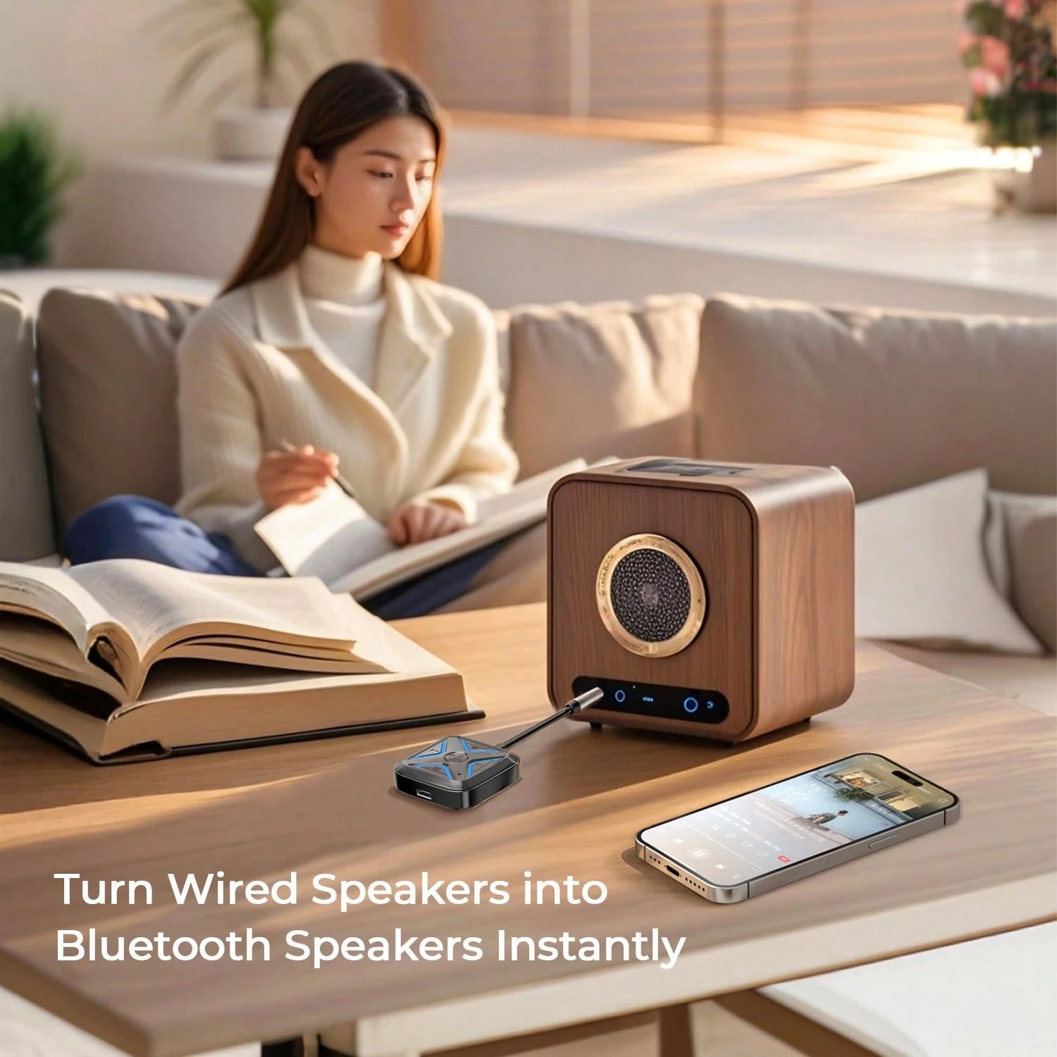 REMAX Mini Portable Bluetooth Receiver, Wired To Wireless Adapter, BT5.3 For Stable Connection & Auto-Reconnect, Hands-Free Call, Music Freedom, 6 EQ Modes, TF Card Playback, Car Accessories, Car Esse