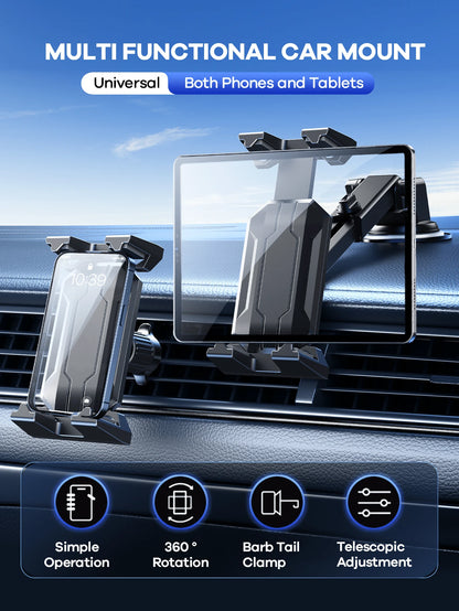 REMAX Universal 360° Rotating Car Phone/IPad Tablet Holder; 3-In-1 Multifunctional Design, Suitable For Dashboard, Air Vent And Windshield; Secure Grip; Car Travel Accessory; IPad Car Mount; Car Acces