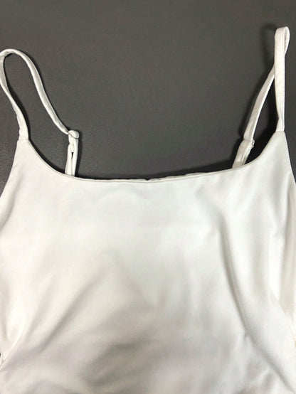 Resyla 3pcs Women Solid Color Pleated Casual Camisole Set