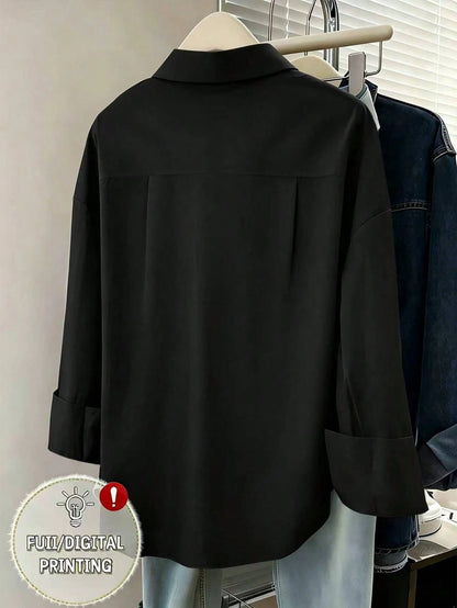 Resyla Digital Floral Print Women Casual Front Button Long Sleeve Shirt