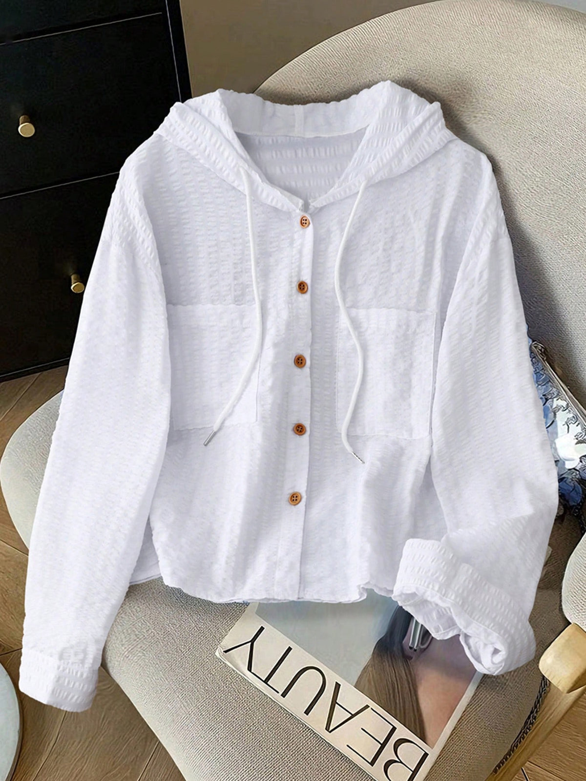 Resyla New Arrival Loose Fit Blue Striped Hooded Plus Size Sun Protection Shirt Fall