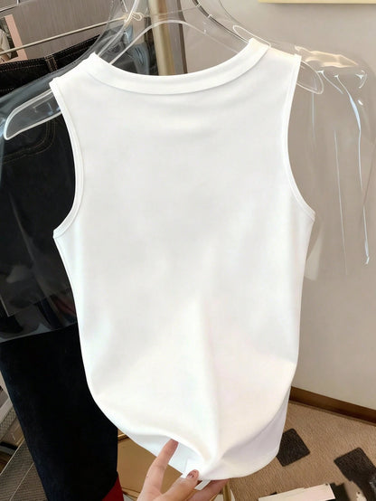 Resyla Women's Solid Color Round Neck Casual Versatile Tank Top