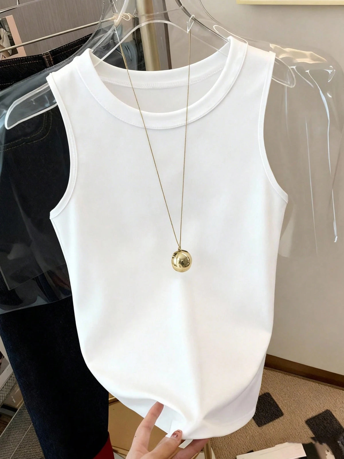 Resyla Women's Solid Color Round Neck Casual Versatile Tank Top