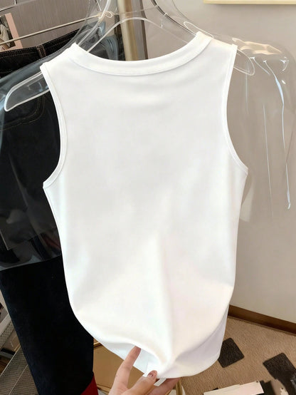Resyla Women's Solid Color Round Neck Casual Versatile Tank Top