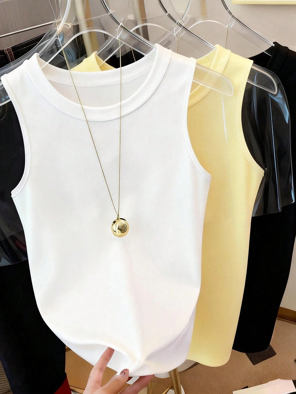 Resyla Women's Solid Color Round Neck Casual Versatile Tank Top