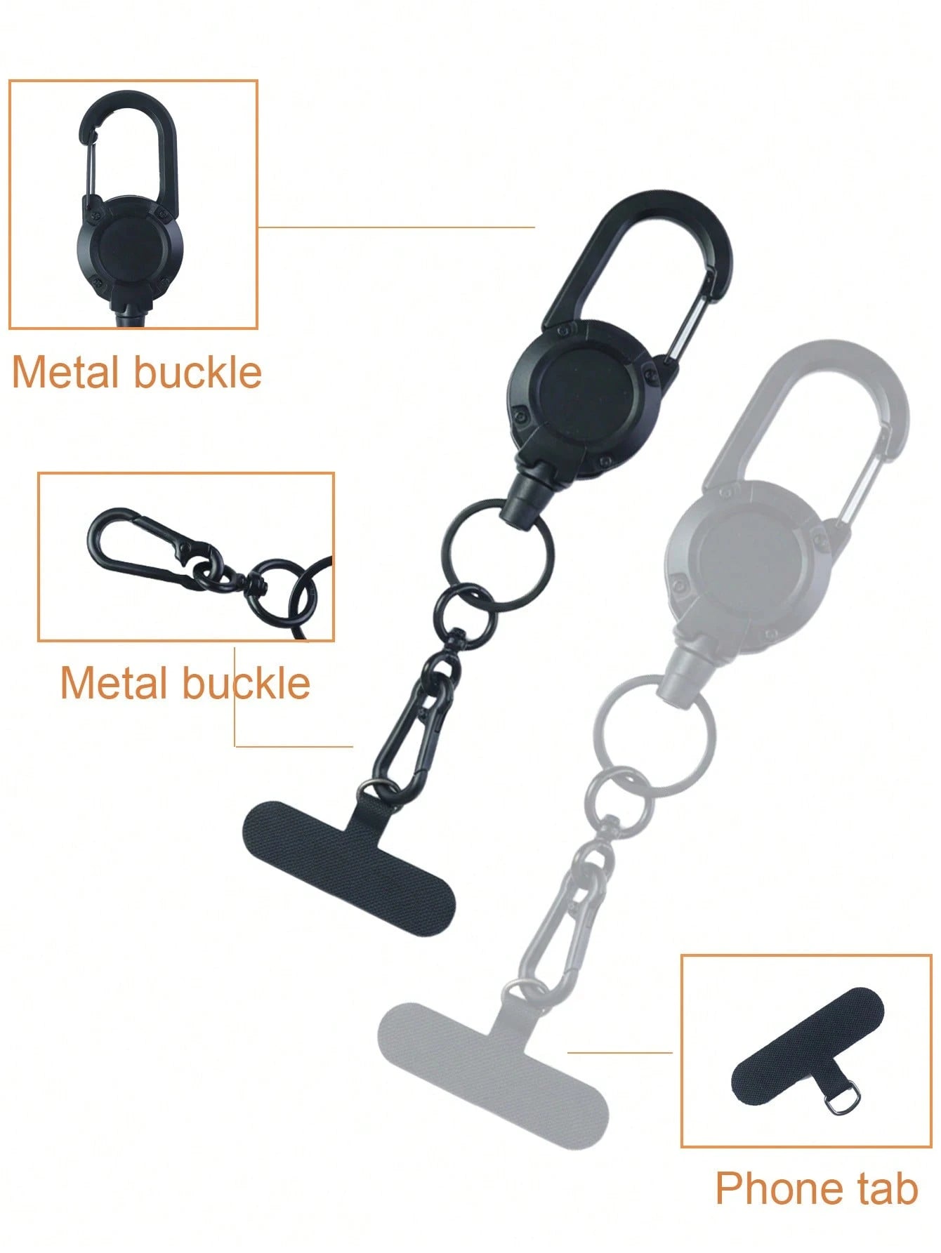 Retractable Phone Lanyard Duty Multitool Badge Holder Phone Buckle