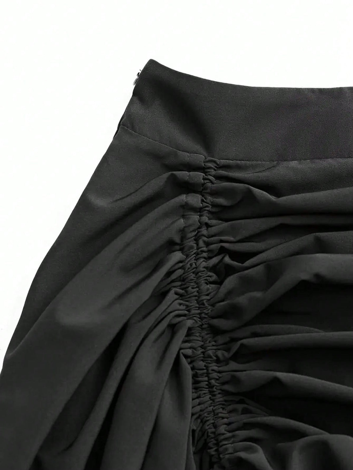 Retro American High Waist Ruched Ruffled Hem Skirt, Asymmetrical Layered Mid-Length Skirt, Y2K Goth Slim Fit Skirt, Spring/Summer Asymmetrical Ruched Gothic Style Skirt